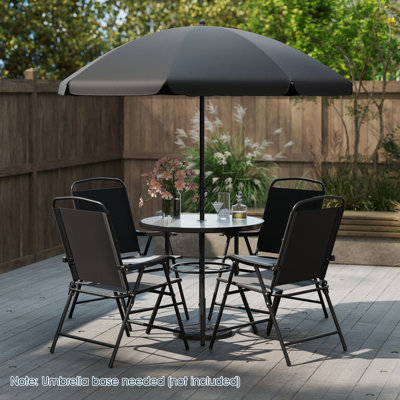 Costway 6 Pieces Patio Dining Set With Umbrella Outdoor Table And Chairs Set