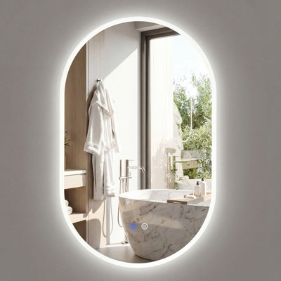 Costway 80 X 50 Cm Lighted Bathroom Mirror Backlit Hd Tempered Glass Frameless Oval Mirror from B&Q