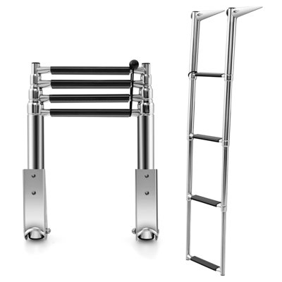 Costway 4-Step Telescoping Boat Ladder Folding Dock Ladder Swimming Pool Ladder