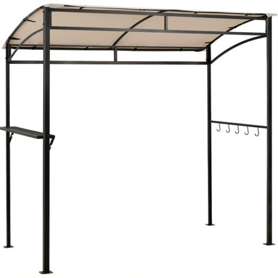 Costway 7Ft Grill Gazebo Patio Barbecue Canopy Shelter Soft Top Storage Hooks