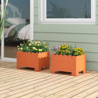 Costway 2 Pack Rectangular Planter Box Hdpe Flower Pot Raised Garden Bed For Vegetables