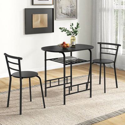 Costway 3-Piece Dining Table Set Kitchen Breakfast Nooks Table And Chairs