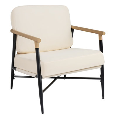Gainoom Modern Lounge Chair Accent Armchair Comfy Reading Chair Beige from B&Q