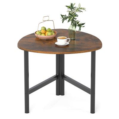 Gainoom Coffee Table Triangle Center Table Industrial Accent Sofa Table Wooden Oval Cocktail Table from B&Q