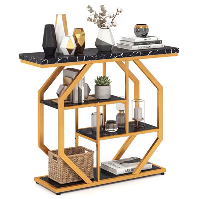 Gainoom 100Cm Console Table 4-Tier Modern Entryway Table W/ Storage Shelves from B&Q