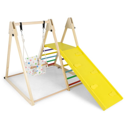 Costway 4-In-1 Climbing Ramp And Ladder Set Indoor Playground With Baby Swing-Multicolor from B&Q