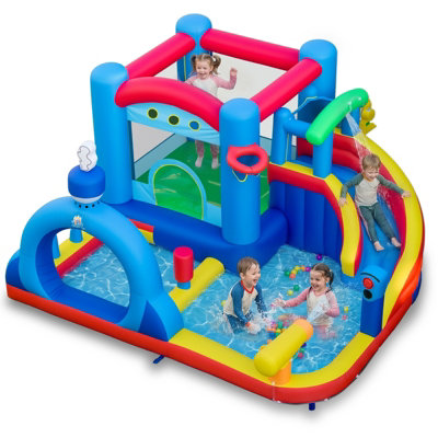 Costway Inflatable Water Slide Kids Water Park With Splash Pool Outdoor Bounce House from B&Q