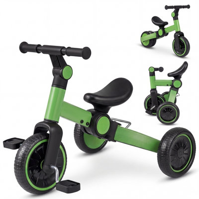 Costway 5-In-1 Toddler Bike Kids Balance Bike Foldable Ride On Tricycle Birthday Gift For Boys Girls-Green