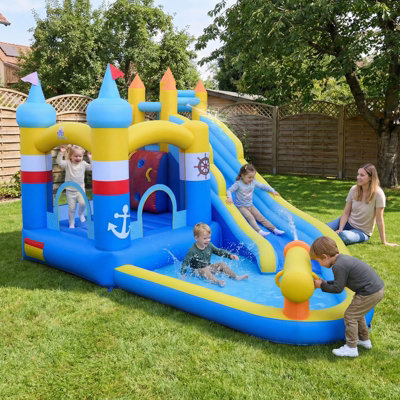 Costway Inflatable Water Slide Kids Water Park With Splash Pool Outdoor Bounce House from B&Q