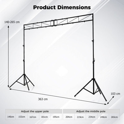B&Q -  Portable Lighting Stand System Height Adjustable Dj Light Stand With 2 Folding Tripods