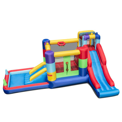 Costway Building Block Inflatable Bounce House Backyard Bouncy Castle Combo Bouncer W/ 2 Slides from B&Q