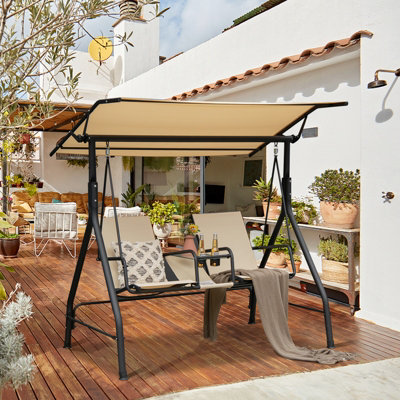 Costway 2 Person Outdoor Patio Swing Patio Loveseat Swing W/adjustable Canopy