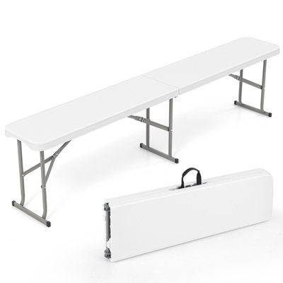 Costway Portable Folding Bench 182 Cm Plastic Camping Dining Seat Waterproof Park Bench
