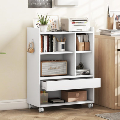 Costway Mobile Storage Cabinet Rolling File Cabinet W/ Drawer & Adjustable Shelves