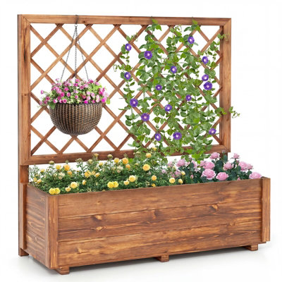 Gainoom Raised Garden Bed Orange Indoor Outdoor Patio Balcony Solid Wood Planter Container For Climbing Plants from B&Q