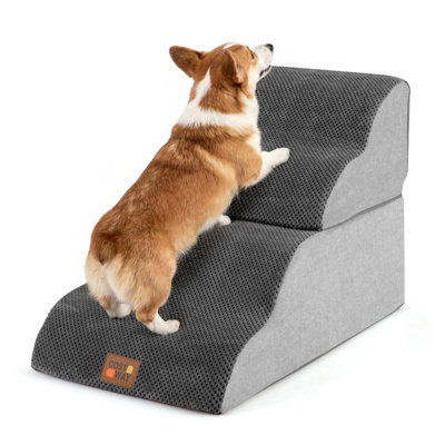 Costway 4-Step Dog Foam Stairs For High Bed Sofa Couch High-Density Pet Ramp Ladder from B&Q