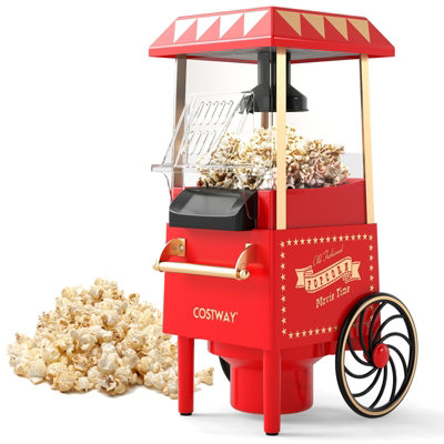Costway 1200W Popcorn Maker Cart Countertop Popping Machine For Movie Theater Birthday Party