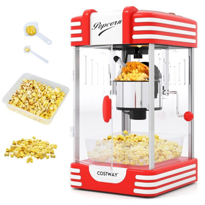 Costway Popcorn Machine Theater Style Pop Corn Maker With Stainless Steel Kettle