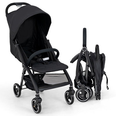 Costway Lightweight Baby Stroller Foldable Stroller With Adjustable Backrest-Black
