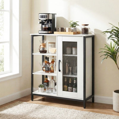 B&Q -  Buffet Cabinet Coffee Bar Cabinet With Adjustable Shelves Kitchen Sideboard-White