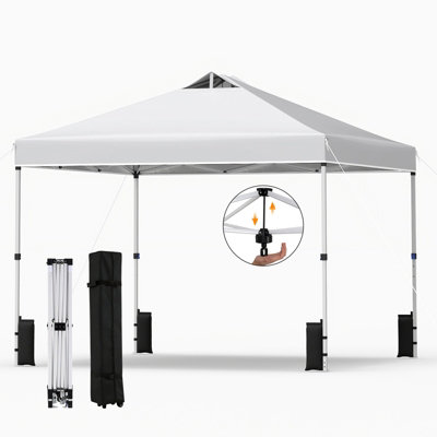 Gainoom 300 X 300 Cm Pop Up White Canopy Tent 1 Person Easy Setup Gazebo Shelter W/ Sandbags from B&Q