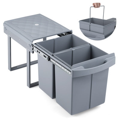 Gainoom 40L Built-In Pull Out Trash Can Under Cabinet Under Sink 2 Removable Garbage Can Recycling Container from B&Q