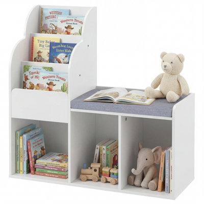 Gainoom Kids Reading Nook With Bench Wooden Toddler Bookcase Corner Toy Storage Organizer from B&Q