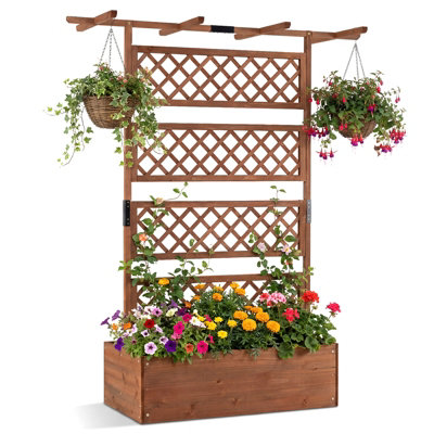 Gainoom Wooden Planter Box 183Cm Raised Garden Bed Privacy Screen Elevated Freestanding Planter from B&Q
