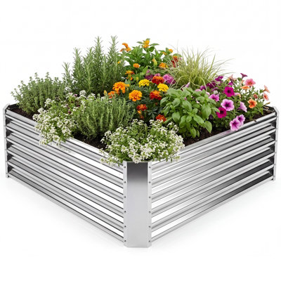 Gainoom Galvanized Raised Garden Bed Rectangular Outdoor Planter Box Corrugated Elevated Grow Container Kit from B&Q
