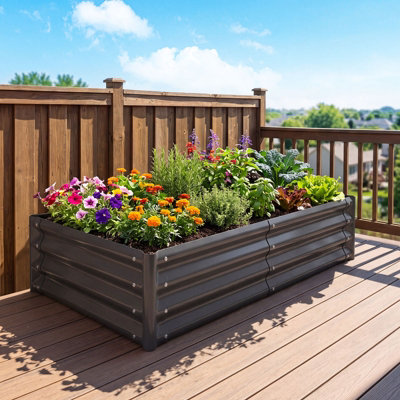 Gainoom Galvanized Raised Garden Bed Outdoor Metal Planter Box With Open-Ended Base For Vegetable Fruit Herb from B&Q