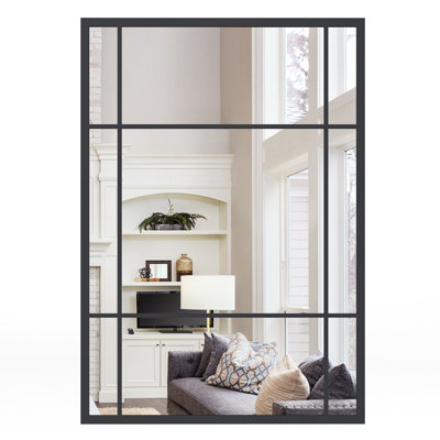 B&Q -  100 Cm X 70 Cm Wall Mounted Mirror Metal Framed Hanging Mirror Rectangular Decorative Mirror