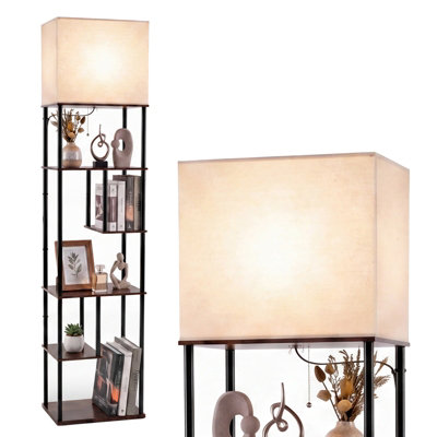 Costway Floor Lamp 5-Tier Industrial Shelf Lamp With Linen Fabric Shade & Standard E27 Bulb Base from B&Q