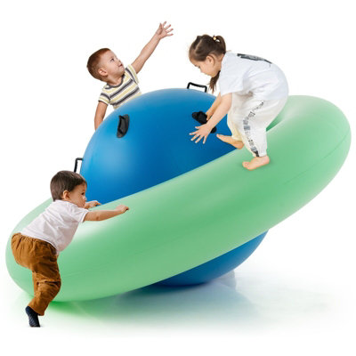 Costway Inflatable Dome Rocker Bouncer 227Cm Roll Tilt Climb & Bounce Space Ship Toy-Green from B&Q