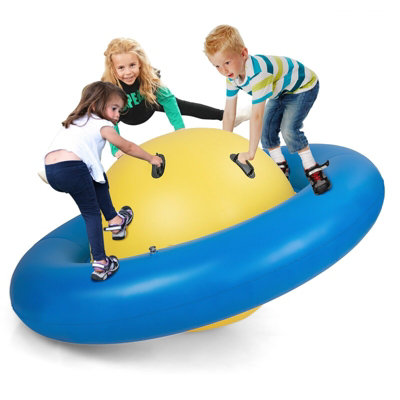 Costway Inflatable Dome Rocker Bouncer 227Cm Roll Tilt Climb & Bounce Space Ship Toy-Yellow from B&Q