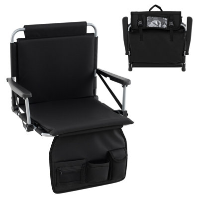 Costway Foldable Stadium Seat Bleacher Chairs With Back Support For Outdoor Sports Events-Black from B&Q