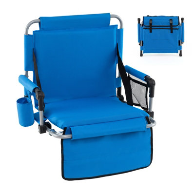Costway Foldable Stadium Seat Portable Bleacher Chairs With Back Support For Outdoor Sports Events-Blue from B&Q