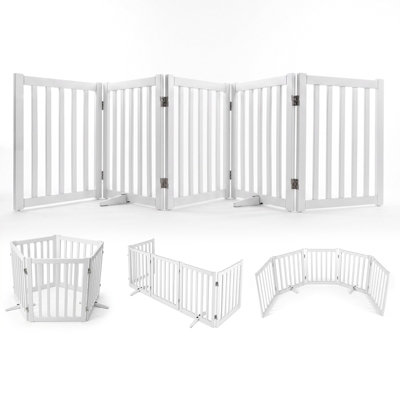 Costway Freestanding Pet Gate Indoor Dog Fence Puppy Safety Barrier For Doorway Stairs Halls (5 Panels) from B&Q