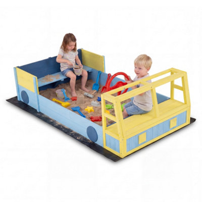 Costway Kids Wooden Sandbox Large Car-Theme Sand Box With Bottom Liner And Fir Wood Frame Sand Pit from B&Q