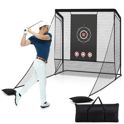 Costway Golf Practice Hitting Net W/ Dual Side Barriers & Sand Bags Golf Driving Cloth Net from B&Q