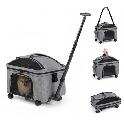 Costway Portable Rolling Pet Carrier W/ Wheels Foldable Soft-Sided Dog Travel Crate W/ Telescopic Handle from B&Q