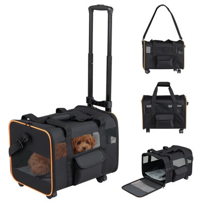 Costway Rolling Pet Carrier W/ Wheels Foldable Soft-Sided Dog Travel Crate W/ Telescopic Handle from B&Q