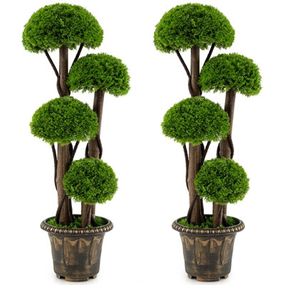 Costway 90Cm Artificial Cypress Topiary Ball Tree Set Of 2 Faux Greenery Plant from B&Q