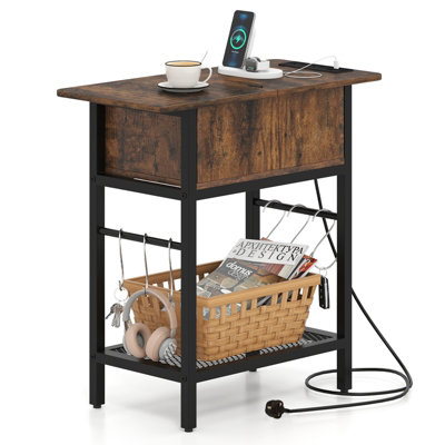 Gainoom Skinny Sofa Side Table Narrow End Table Slim Nightstand Industrial Bedside Table For Small Space from B&Q