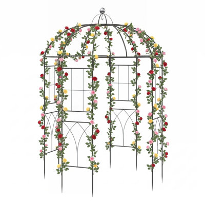 Gainoom Birdcage Shape Metal Gazebo Pergola 4-Sided Garden Pavilion Arch Arbour Heavy Duty Plant Trellis from B&Q