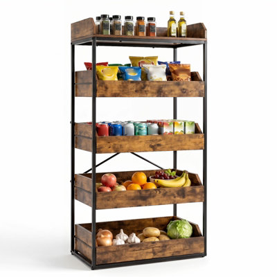 Gainoom 5-Tier Food Storage Rack Retail Snack Display Shelf Industrial Utility Shelf W/anti-Tipping Kit & Adjustable Feet