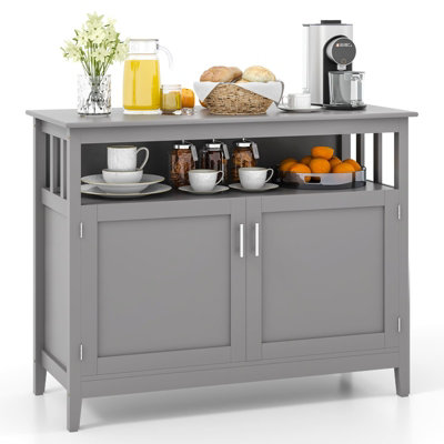Costway Modern Storage Cabinet Kitchen Buffet Server Sideboard W/ Shelf-Grey
