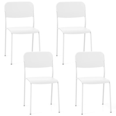 Costway Plastic Dining Chairs Set Of 4 Stackable Kitchen Chairs W/ Metal Legs