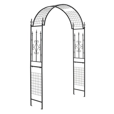 Costway Garden Trellis Pergola Outdoor Metal Arbour Archway With Trellises
