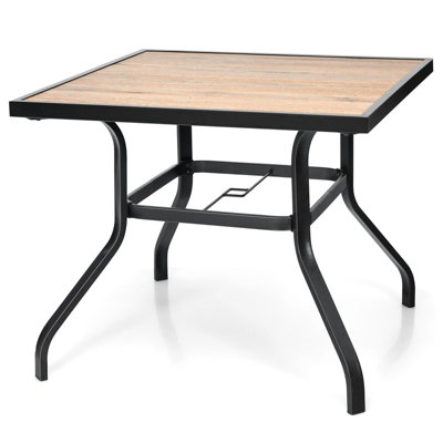 Costway 90 Cm Square Patio Dining Table Outdoor Bistro Table 4 Person W/steel Frame