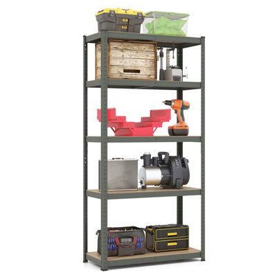 Costway 5-Tier Metal Shelving Unit Garage Storage Utility Shelves-Grey